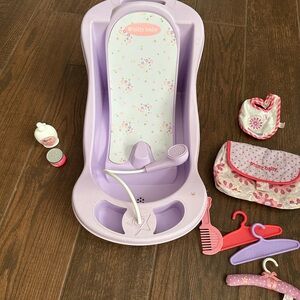 American Girl Doll Bitty Baby Purple Baby Doll Bath Set